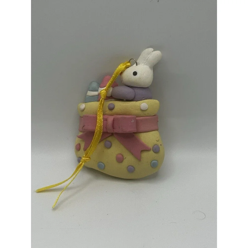 Silvestri Handcrafted Bunny Gift Sack Ornament Pastel Polka Dot Vintage Easter